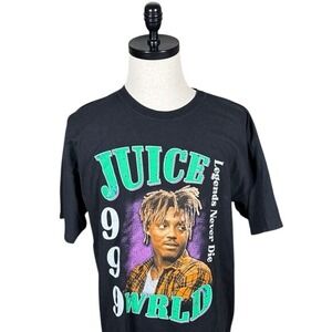 Juice Wrld Legends Never Die 999 Black Graphic T-Shirt Mens XL 100% Cotton